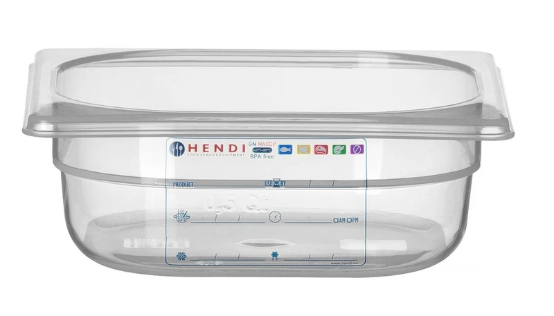 HENDI Gastronorm-Behälter 1 / 6 – GN 1 / 6 – 1 l – Transparent – 176 × 162 × 65 mm