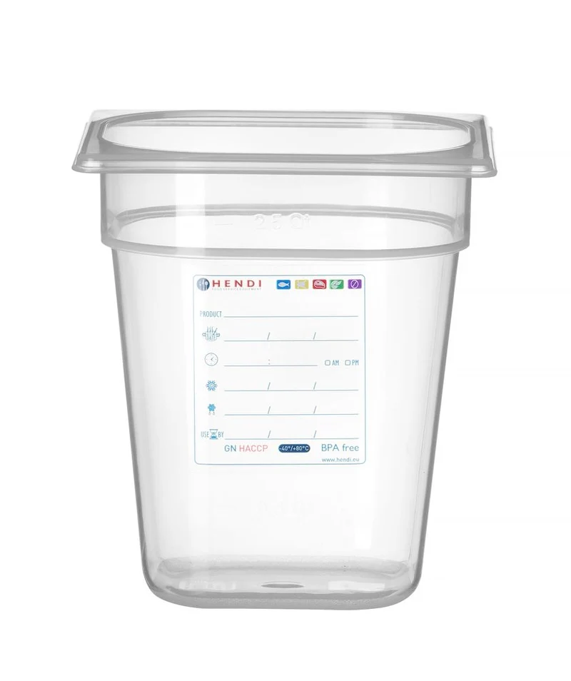 HENDI Gastronorm-Behälter 1 / 6 – GN 1 / 6 – 3,4 l – Transparent – 176 × 162 × 200 mm
