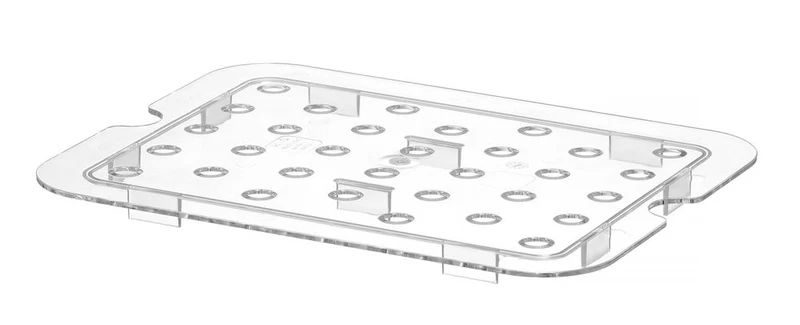 HENDI Perforiertes Abtropfgitter für Gastronorm-Behälter aus Polycarbonat – Profi Line – GN 1 / 2 – Transparent – 265 × 206 mm