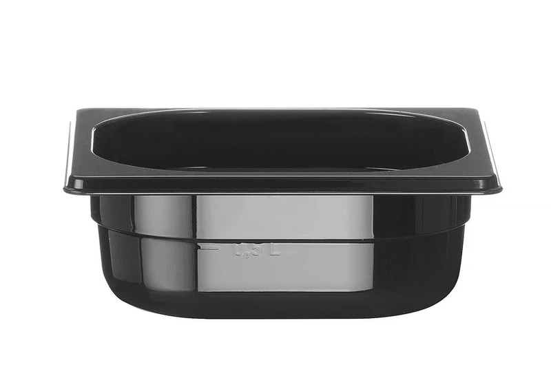 HENDI Gastronorm-Behälter 1 / 6 – Profi Line – GN 1 / 6 – 1 l – Schwarz – 176 × 162 × 65 mm