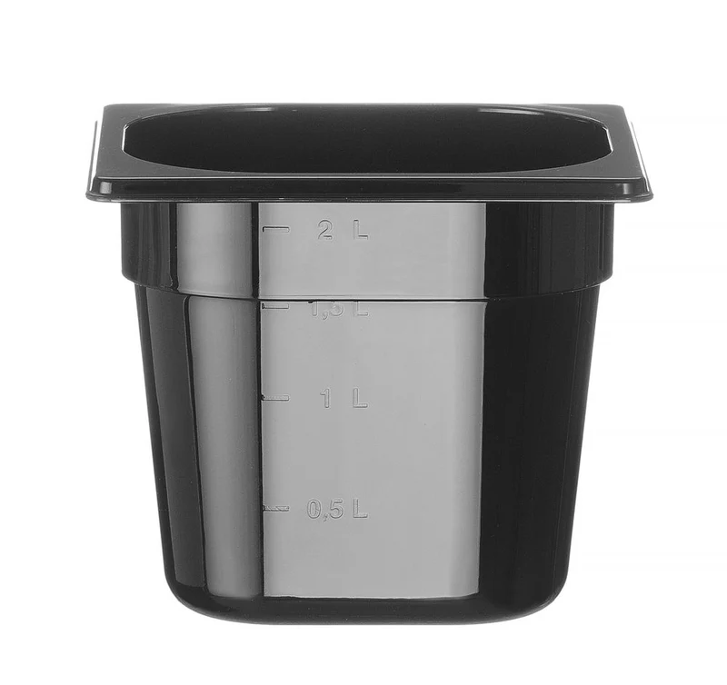 HENDI Gastronorm-Behälter 1 / 6 – Profi Line – GN 1 / 6 – 2,4 l – Schwarz – 176 × 162 × 150 mm