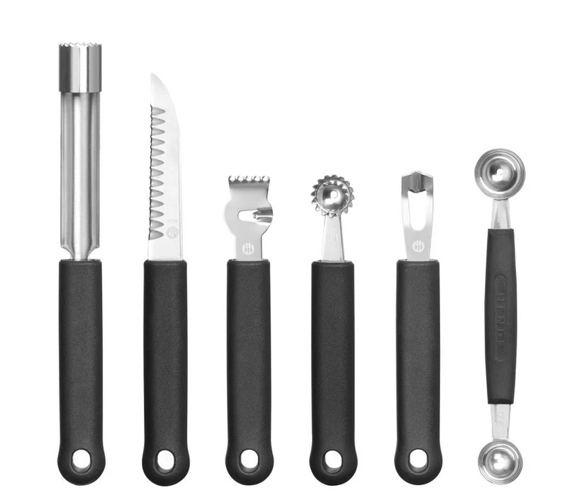 HENDI Dekoriermesserset - 6-teilig – Schwarz – 280 × 100 × 50 mm