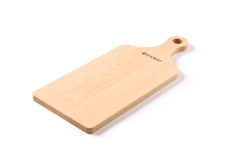HENDI Schneidbrett mit Griff – Holz hell – 390 × 160 mm – Rechteckig