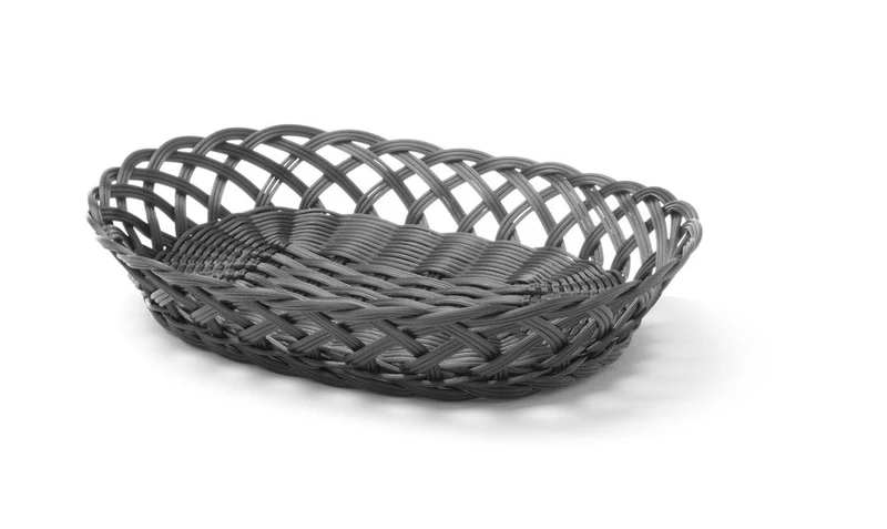 HENDI Körbe mit gewebtem Rand – oval – Schwarz – 320 × 230 × 55 mm