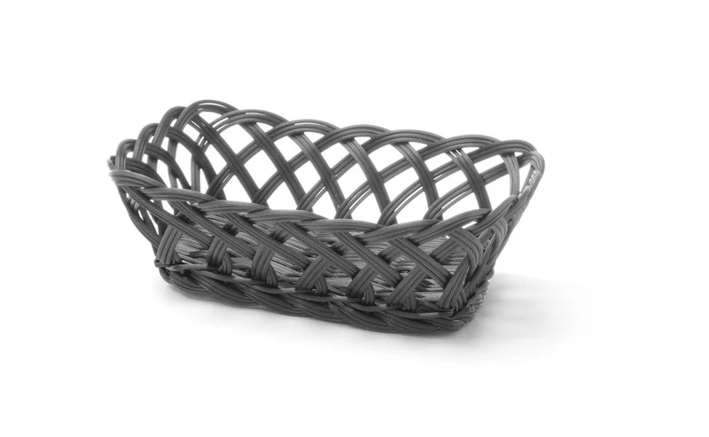 HENDI Körbe mit gewebtem Rand – rechteckig – Schwarz – 225 × 150 × 65 mm