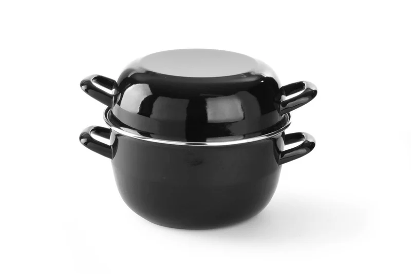 HENDI Muscheltopf – emailliert - mit Deckel – 4,2 l – Ø 260 × H 210 mm