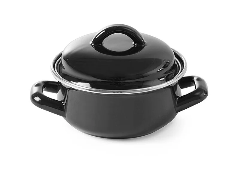 HENDI Suppen- / Saucentöpfchen - mit Deckel – 0,5 l – Schwarz – Ø 135 × H 105 mm
