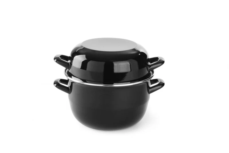 HENDI Muscheltopf – emailliert - mit Deckel – 2,5 l – Ø 220 × H 190 mm