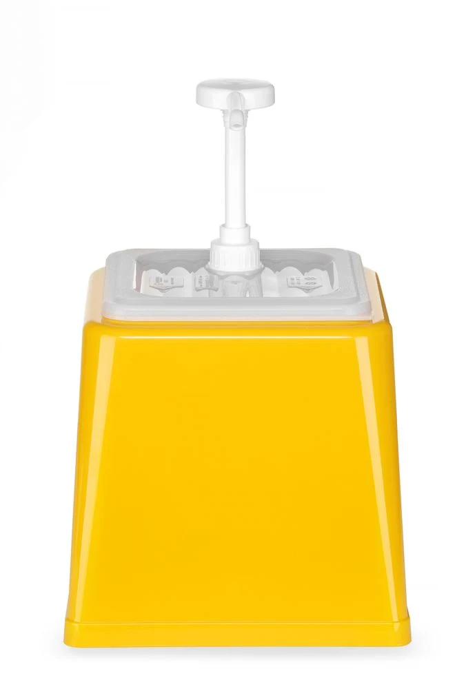 HENDI Pump-Saucenspender – 2,5 l – Gelb – 230 × 210 × 327 mm