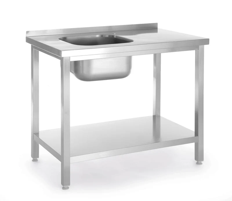 HENDI Spültisch mit Ablage – verschraubt – Kitchen Line – Spülbecken auf der linken Seite – 800 × 600 × 850 mm