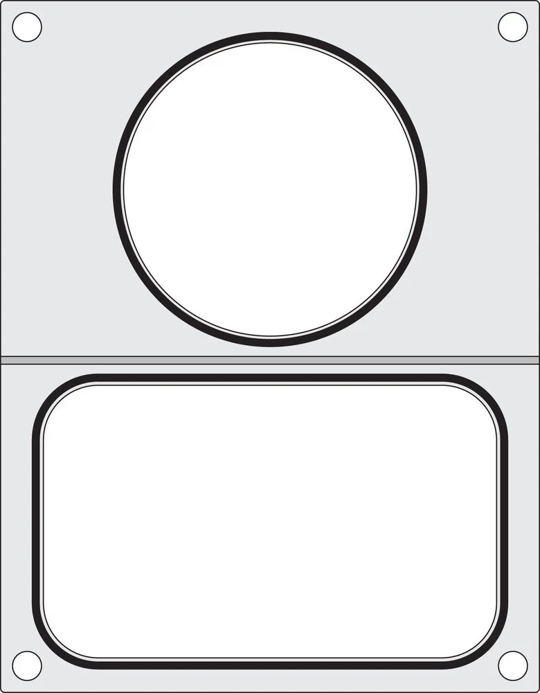 HENDI Matrize für Versiegelungsmaschine – zwei Behälter (1 × 178 × 113 mm – 1x Ø 115 mm)
