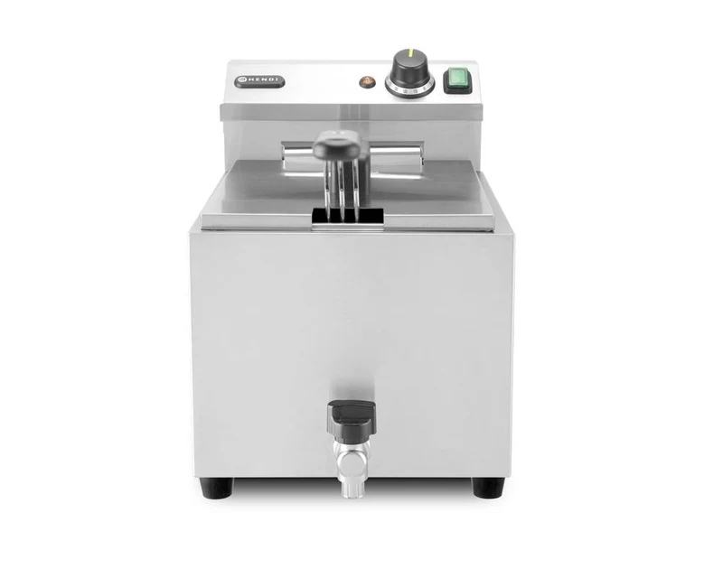 HENDI Fritteuse XL mit Ablasshahn – Profi Line – 10 l – 400 V / 6600 W – 300 × 585 × 377 mm