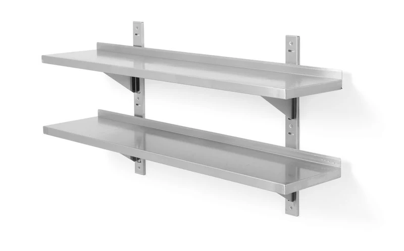 HENDI Doppelwandregal – einstellbar – mit 2 Halterungen – 1200 × 300 × 600 mm