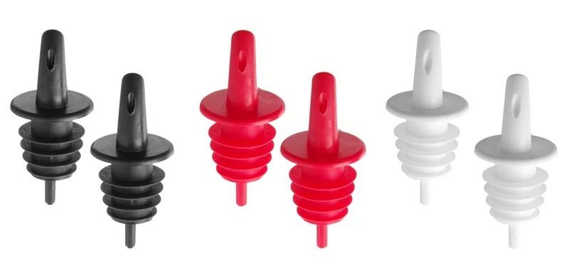 BarUp Freeflow-Ausgießer – 2x schwarz – 2x weiß – 2x rot – Rot – 6 Stück