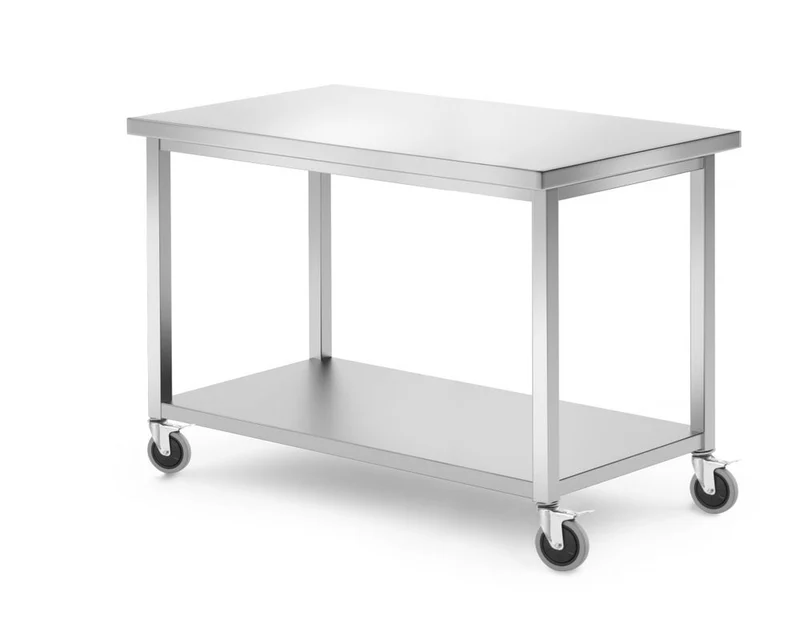 HENDI Mobiler Tisch – mit Ablage – verschraubt – Kitchen Line – 1200 × 600 × 850 mm