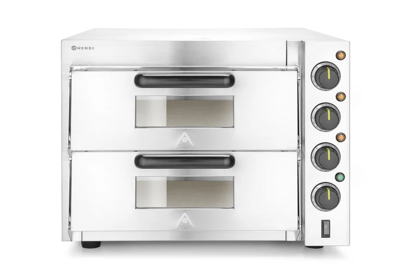HENDI Doppeldeck-Pizzaofen 3000 W – Silber – 230 V / 3000 W – 580 × 560 × 435 mm
