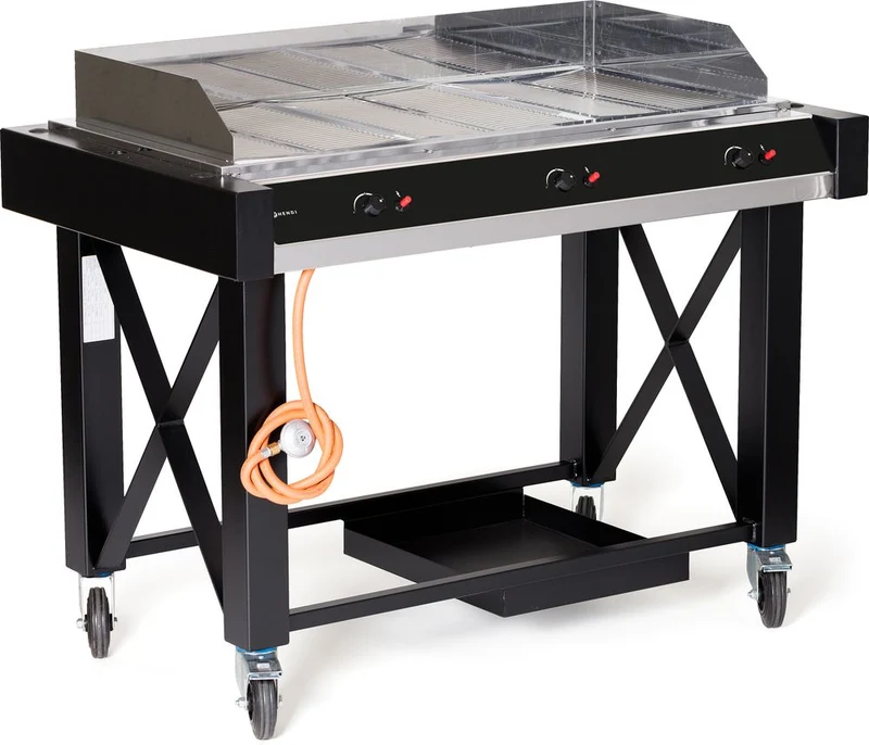 HENDI Gasgrill Atlanta – Schwarz – 13 kW – 1285 × 770 × 917 mm
