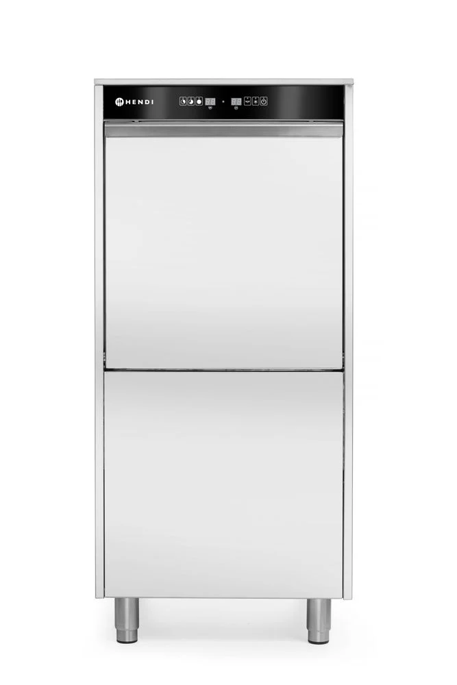 HENDI Geschirrspüler 50 × 60 für Tabletts und Töpfe – elektronisch gesteuert – mit Waschmitteldosiersystem und Ablaufpumpe – Kitchen Line – 400 V / 7100 W – 595 × 777 × 1335 mm