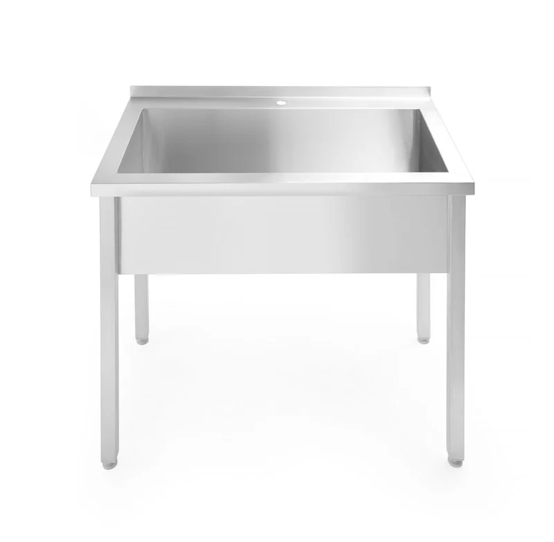 HENDI Tisch mit Einzelwaschwanne – ohne Spritzschutz – verschraubt – Tiefe 600 mm – Budget Line – 800 × 600 × 850 mm