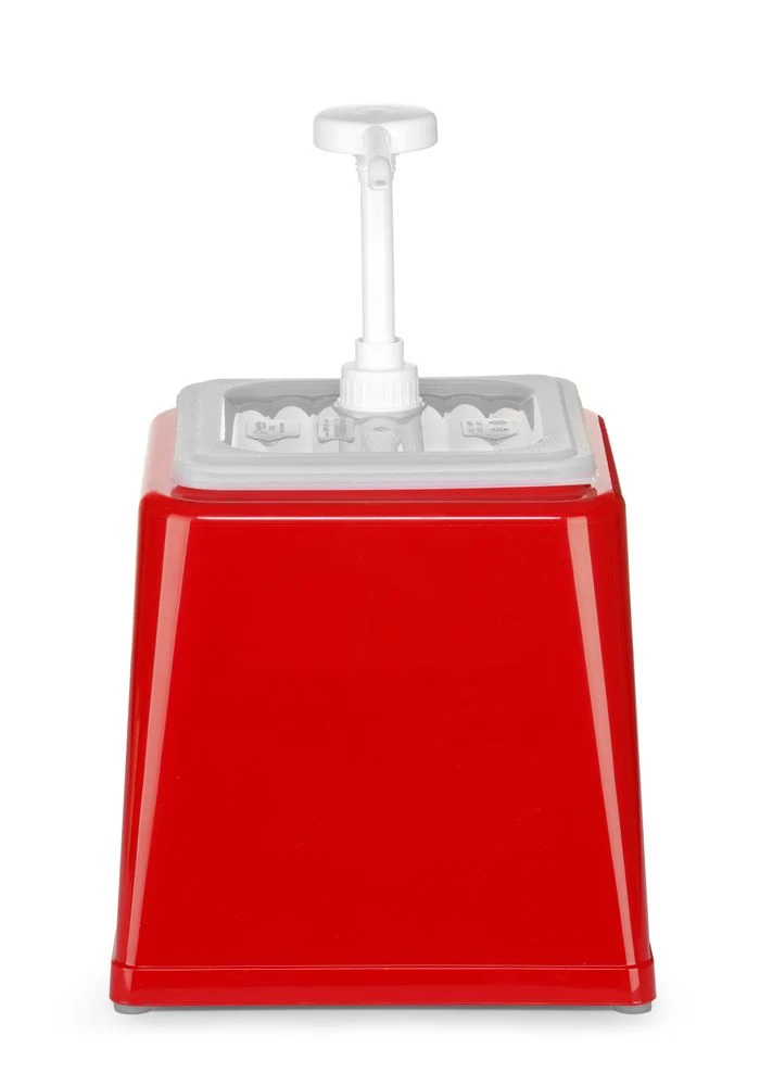 HENDI Pump-Saucenspender – 2,5 l – Rot – 230 × 210 × 327 mm