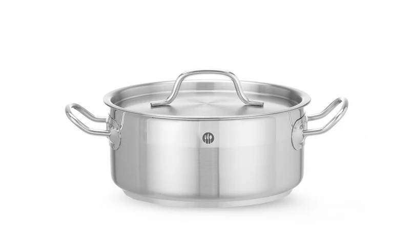 HENDI Kochtopf – niedrig - mit Deckel – Profi Line – 2,8 l – Ø 200 × H 90 mm