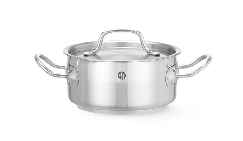 HENDI Kochtopf – niedrig - mit Deckel – Profi Line – 1,5 l – Ø 160 × H 75 mm