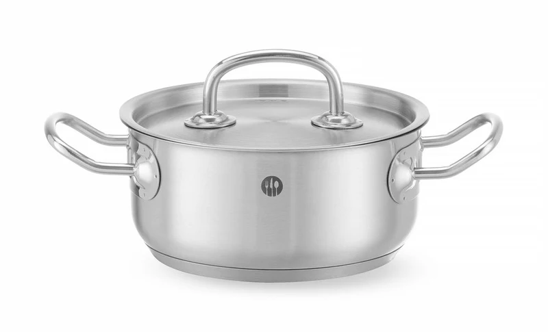 HENDI Topf niedrig - mit Deckel – Kitchen Line – 1,4 l – Ø 160 × H 75 mm