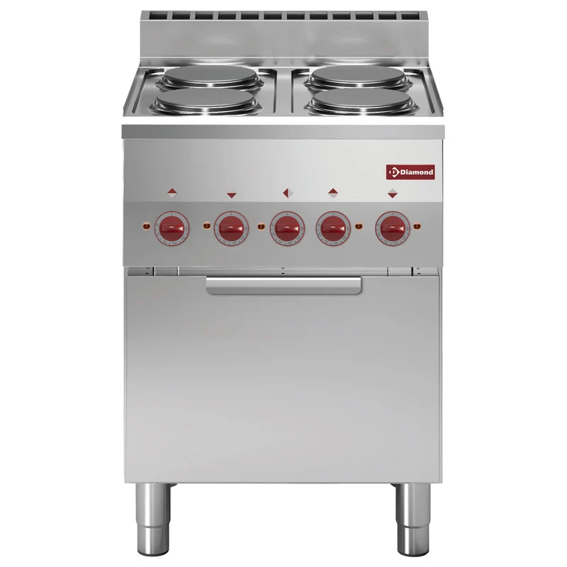 Elektroherd 4 Kochplatten und Konvektionsbackofen GN 2/3 - E60/4PFV6-N