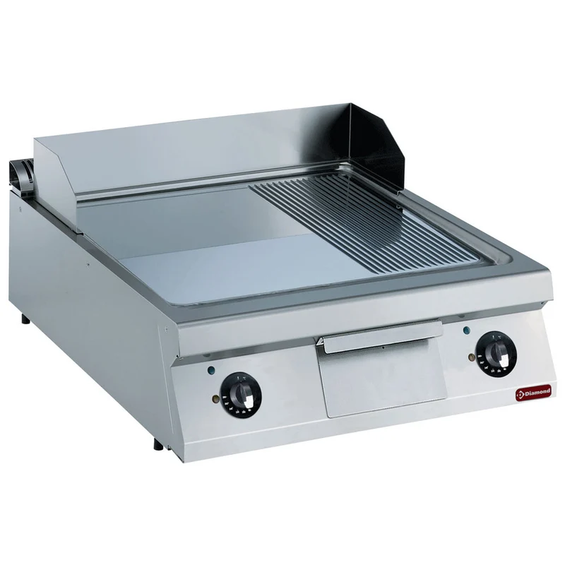 Elektro Grillplatte 2/3 glatt und 1/3 gerillt mit Grillplatte aus Hartchrom "80 µm" -TOP- - E22/PMCD8T-230/3--N