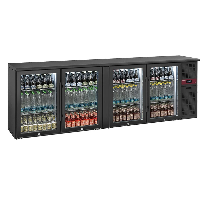 Flaschenkühlschrank 4 Glastüren, 620 Liter, verstellbare Füße - RLB4-4G