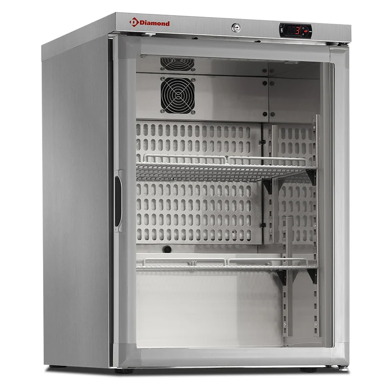 Kühlschrank, Glastür, belüftet, 150 Liter. aus Edelstahl - PFV202-R6X/G