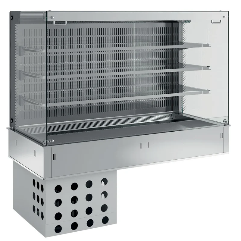 Wandaufstellung, Platte und Vitrine "viereckig" auf 3 Ebenen offen (mit Rollo), umluftgekühlt, 5x GN 1/1 - DPA/CTVA318-R2
