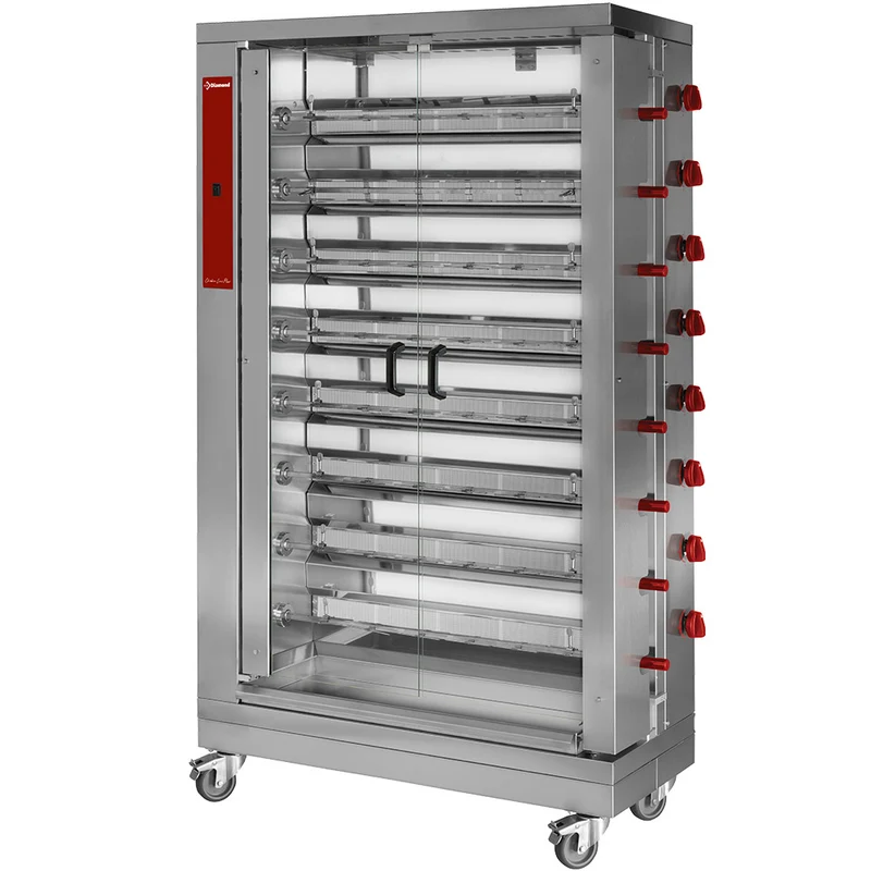 Hähnchengrill Gas, 8 Spieße auf Rädern (48 Hähnchen) - RVG/8-CM