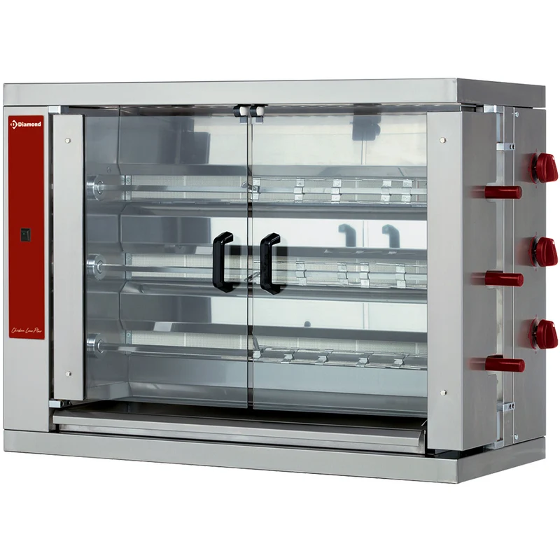 Hähnchengrill Gas, 3 Spieße (18 Hähnchen) - RVG/3-CM