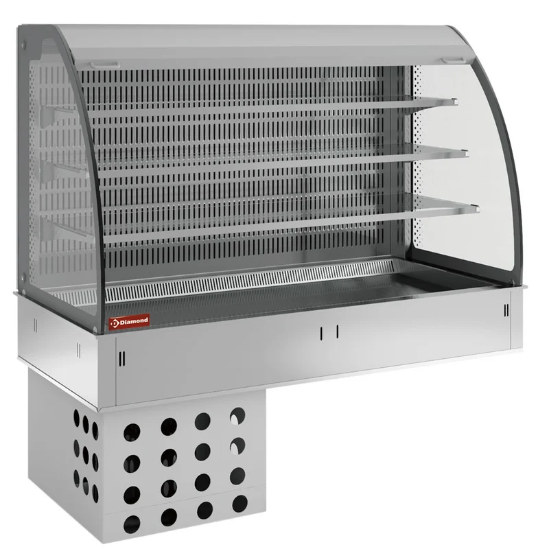 Wandaufstellung, Platte und Vitrine auf 3 Ebenen offen (mit Rollo), umluftgekühlt, 3x GN 1/1 - DPA/BTVA312-R2