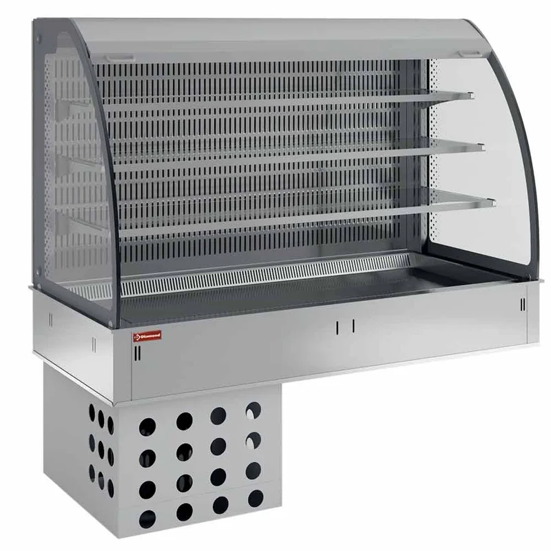 Wandaufstellung, Becken und Vitrine auf 3 Ebenen offen (mit Rollo), umluftgekühlt, 5x GN 1/1 - DPA/BCVA318-R2