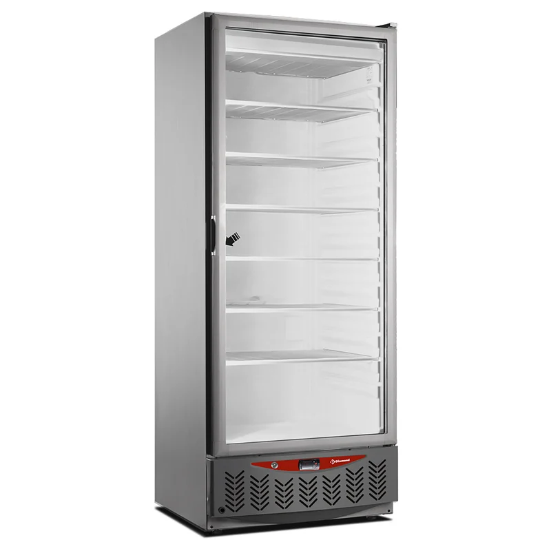 Statische Gefriertruhe, Glastür, 525 Liter, GN2/1+600x400, Edelstahl - NFT55/X-R2G