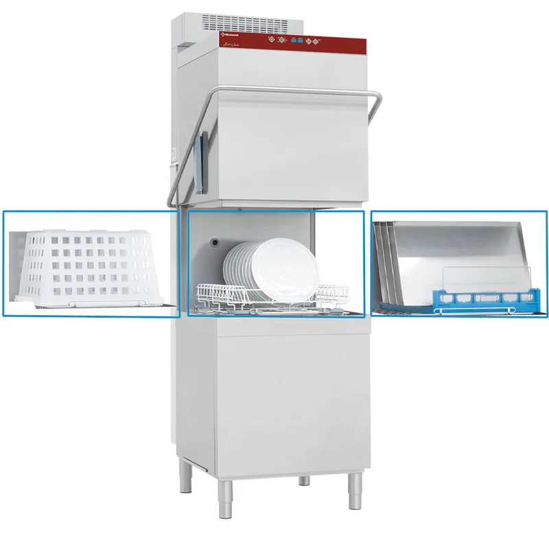 Haubenspülmaschine, Körbe 600x500 mm + Softener kontinuierlich + Dampfkondensator-Wärmerückgewinnung - DCR37/6-AC-RC