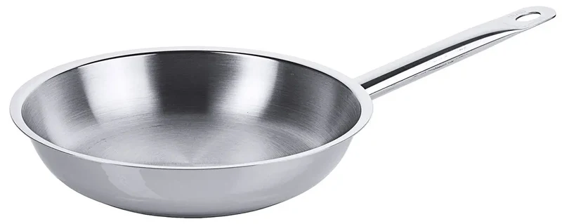 Edelstahl Bratpfanne Ø 20-32cm Rohrgriff & Schüttrand hochglänzend