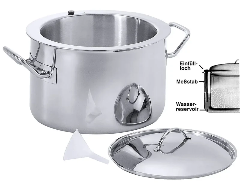 Edelstahl Simmertopf 3-6 Liter hochglänzend mit Deckel mit Kompensboden