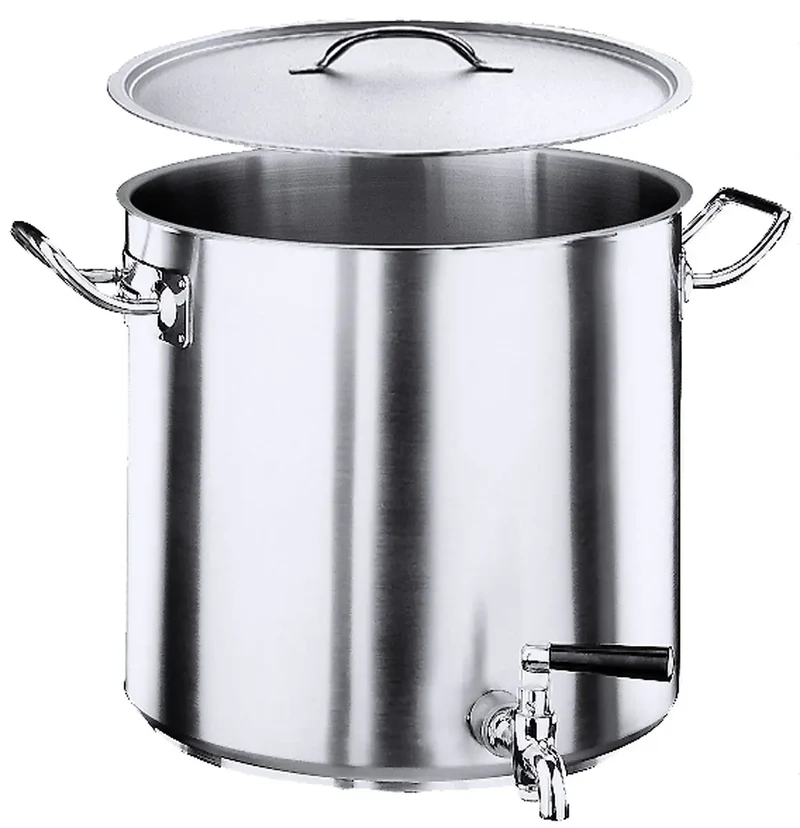Edelstahl Kartoffelkochkessel Ø 32-45 cm mit Hahn & Deckel