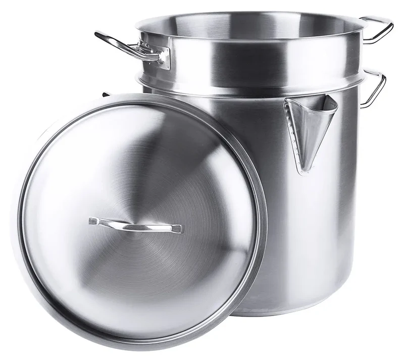 Edelstahl Simmertopf groß Ø 24-32 cm mit Einsatz & Deckel
