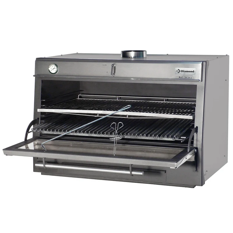 Holzkohleofen-BBQ, GN 2/1 + GN1/1 (150 Kg/h)/Edelstahl - CBQ-120/SS