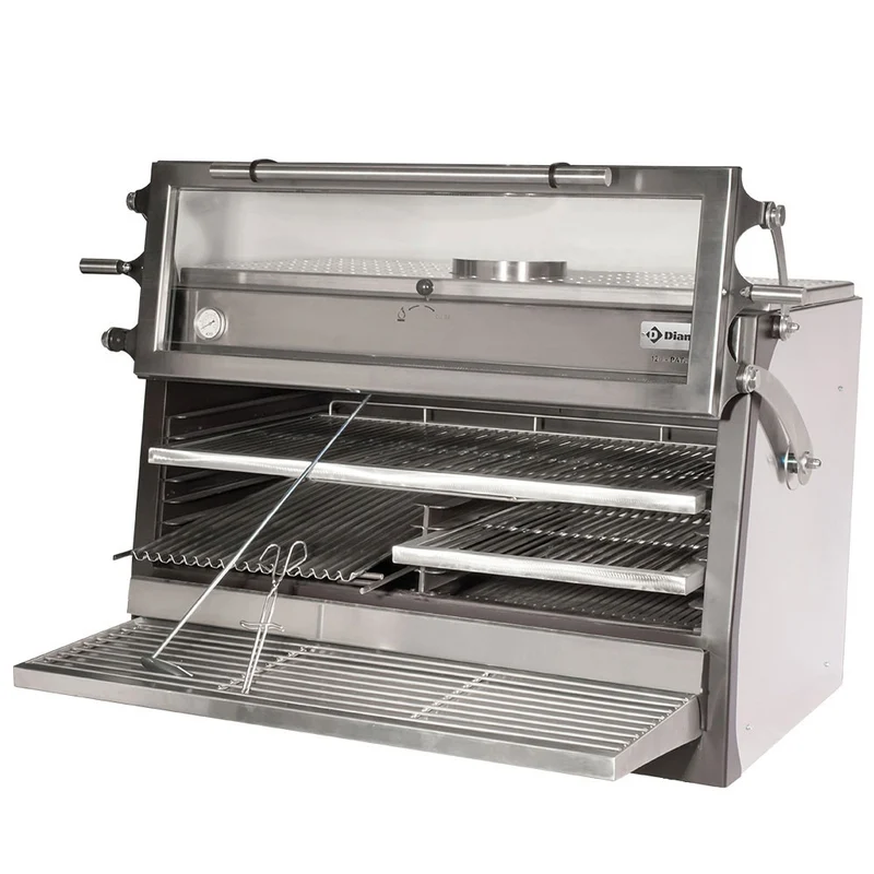 Holzkohleofen-BBQ, GN 2/1 + GN1/1 (150 Kg/h)- Anhebbar Tür/Edelstahl - CBQ-120/RX