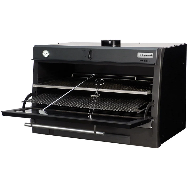 Holzkohleofen-BBQ, GN 2/1 + GN1/1 (150 Kg/h)/Schwarz - CBQ-120/BK