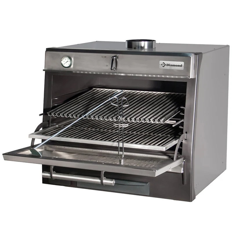 Holzkohleofen-BBQ, GN 1/1 + GN2/4 (75 Kg/h)/Edelstahl - CBQ-075/SS