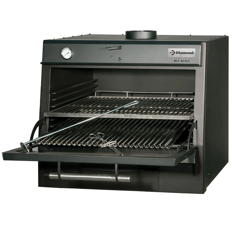 Holzkohleofen-BBQ, GN 1/1 + GN2/4 (75 Kg/h)/Schwarz - CBQ-075/BK
