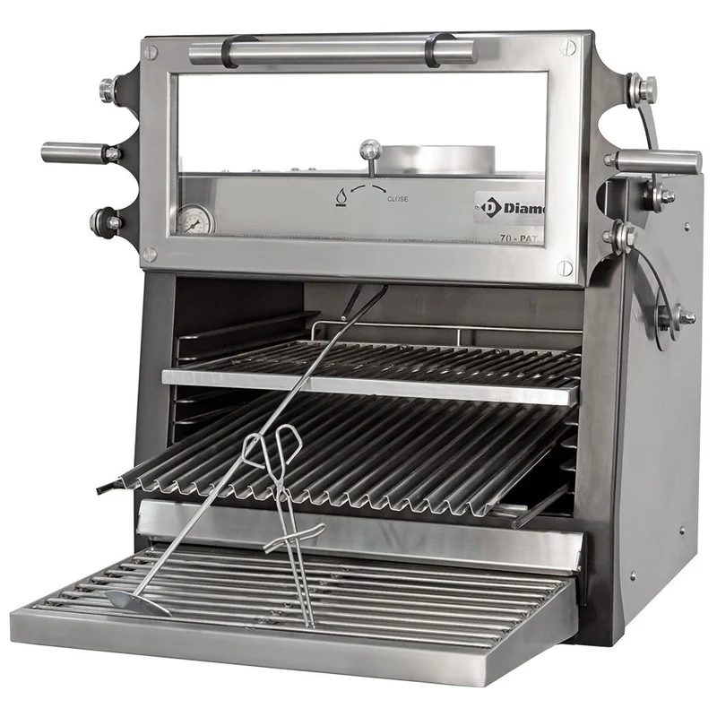 Holzkohleofen-BBQ, GN 1/1 (60 Kg/h)- Anhebbar Tür/Edelstahl - CBQ-060/RX