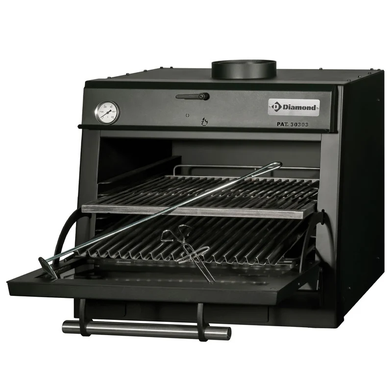 Holzkohleofen-BBQ, GN 1/1 (60 Kg/h)/Schwarz - CBQ-060/BK