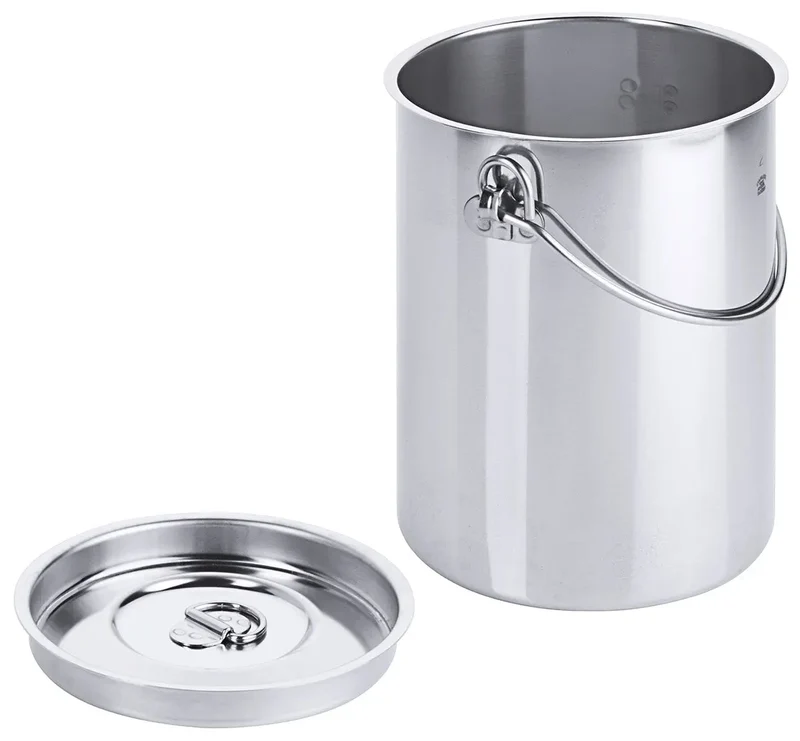 Edelstahl Eimer zylindrisch 2 bis 10 Liter mit Deckel mit oder ohne Bodenreifen